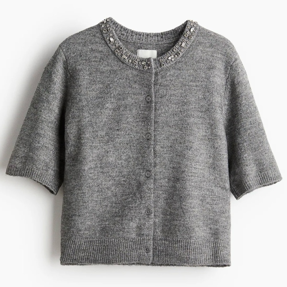 H&M Gray Embellished Cardigan